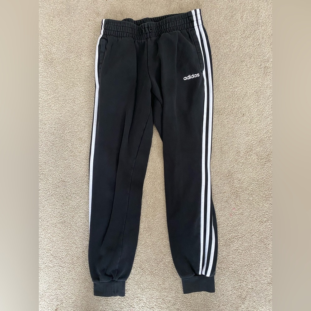 ADIDAS STRIPED SMALL BLACK JOGGERS